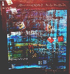 162x131 cm 1993 Mixed media. Canvas.  "Mose's Book" Cafe Rococo's, JCU